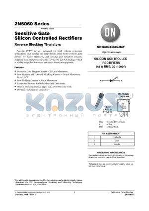 2N5060RLRA datasheet - Sensitive Gate Silicon Controlled Rectifiers