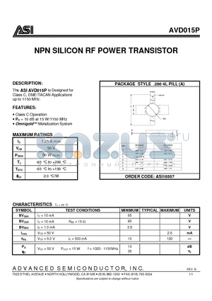 AVD015P_07 datasheet - NPN SILICON RF POWER TRANSISTOR