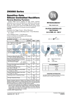 2N5064G datasheet - SILICON CONTROLLED RECTIFIERS 0.8 A RMS, 30  200 V