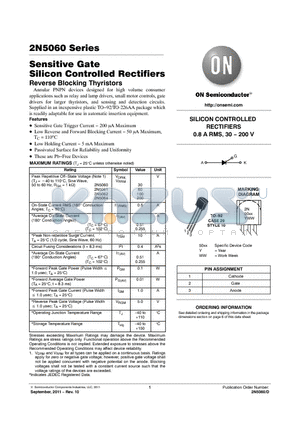 2N5064RLRAG datasheet - Sensitive Gate Silicon Controlled Rectifiers