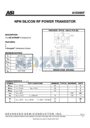 AVD090F datasheet - NPN SILICON RF POWER TRANSISTOR