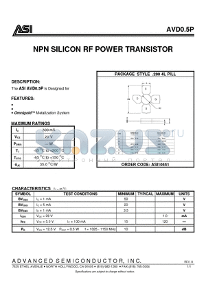 AVD05P datasheet - NPN SILICON RF POWER TRANSISTOR