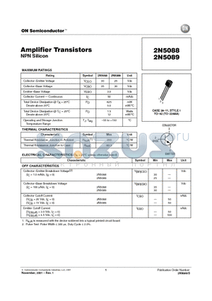 2N5088 datasheet - Amplifier Transistors