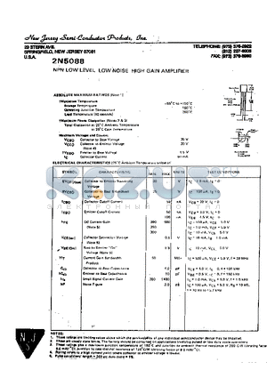 2N5088 datasheet - NPN LOW LEVEL LOW NOISE HIGH GAIN AMPLIFIER