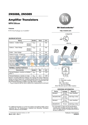 2N5089G datasheet - Amplifier Transistors NPN Silicon