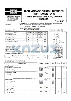 2N5091A datasheet - HIGH VOLTAGE SILICON DIFFUSED PNP TRANSISTORS