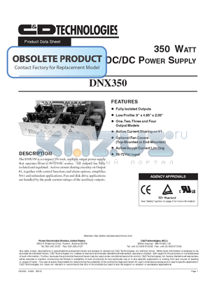 DNX350-U4D datasheet - DC/DC Power Supply