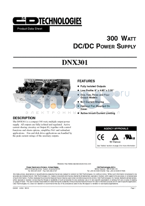 DNX301-U4C datasheet - 300 WATT DC/DC POWER SUPPLY