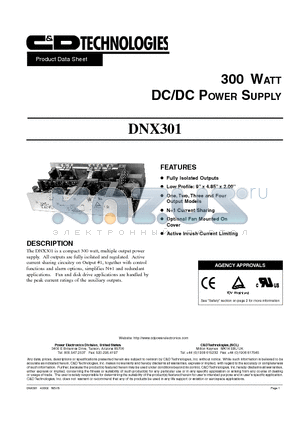 DNX301 datasheet - 300 WATT DC/DC POWER SUPPLY