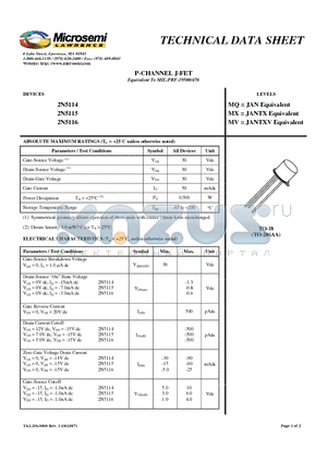 2N5114_08 datasheet - P-CHANNEL J-FET