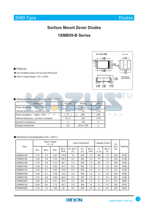 1SMB59-B datasheet - Surface Mount Zener Diodes