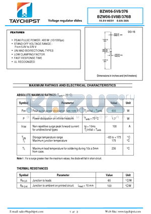 BZW06-6V4B datasheet - Voltage regulator dides