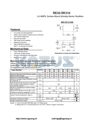 DO-214AB datasheet - 3.0 AMPS. Surface Mount Schottky Barrier Rectifiers