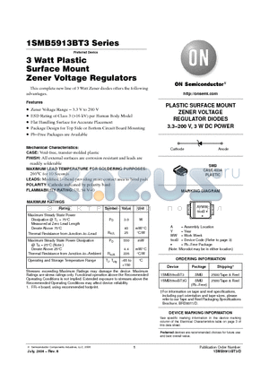 1SMB5913BT3_06 datasheet - 3 Watt Plastic Surface Mount Zener Voltage Regulators