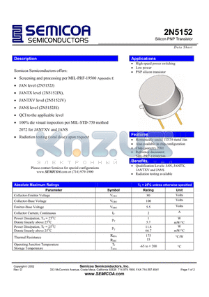 2N5152_02 datasheet - Silicon PNP Transistor