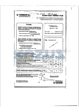 BZW07-10 datasheet - ELECTRICAL CHARACTERSTICE CARACTSRIQUSS ELECTRIQUES