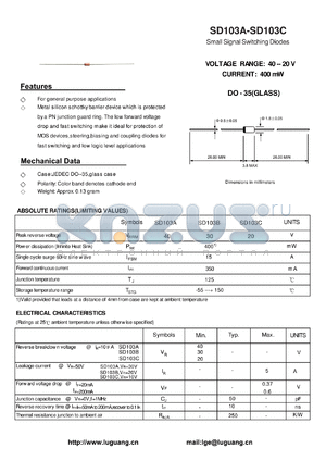 DO-35 datasheet - Small Signal Switching Diodes