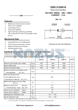 DO-41 datasheet - Plastic Silicon Rectifiers