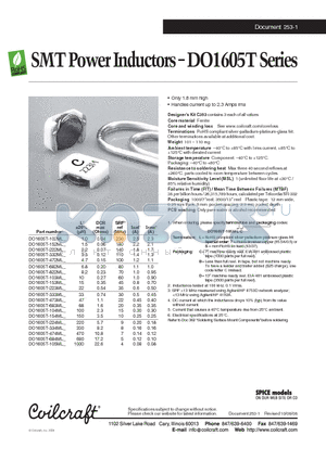 DO1605T-152ML datasheet - SMT Power Inductors