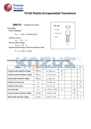 2N5172 datasheet - Plastic-Encapsulated Transistors