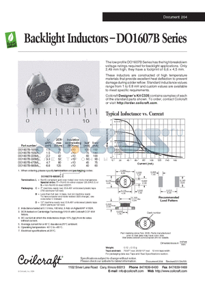 DO1607B-155ML datasheet - Backlight Inductors