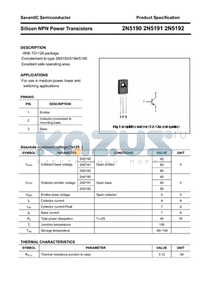 2N5191 datasheet - Silicon NPN Power Transistors