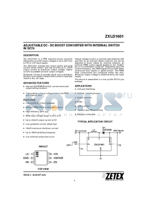 DO1608-103 datasheet - ADJUSTABLE DC - DC BOOST CONVERTER WITH INTERNAL SWITCH