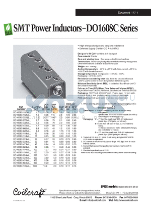 DO1608C-103ML datasheet - SMT Power Inductors