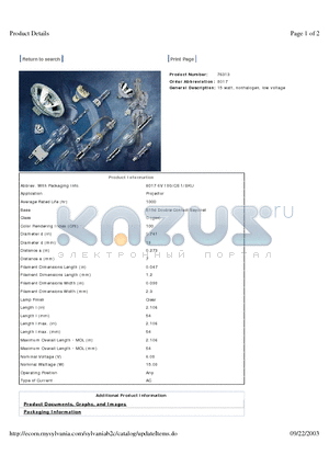 76313 datasheet - 15 watt, nonhalogen, low voltage