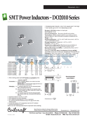 DO2010-333ML datasheet - SMT Power Inductors