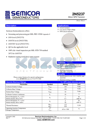 2N5237_02 datasheet - Silicon NPN Transistor