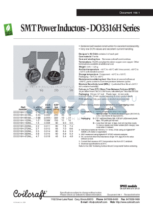 DO3316H-331ML datasheet - SMT Power Inductors