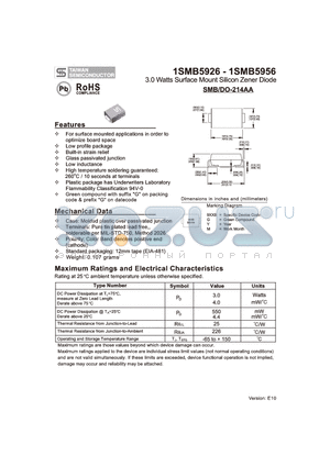 1SMB5926_10 datasheet - 3.0 Watts Surface Mount Silicon Zener Diode