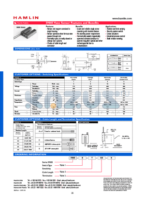 59085-1-T-V-C datasheet - Vane Sensor Features and Benefits