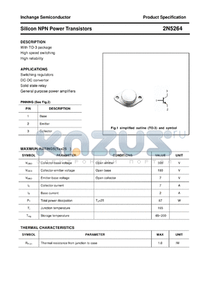 2N5264 datasheet - Silicon NPN Power Transistors