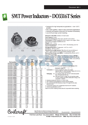 DO3316T-153ML datasheet - SMT Power Inductors