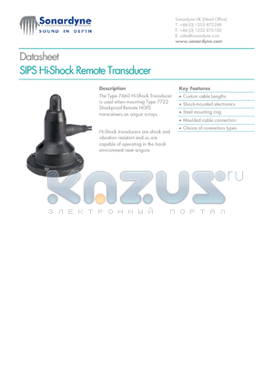 7660 datasheet - SIPS Hi-Shock Remote Transducer