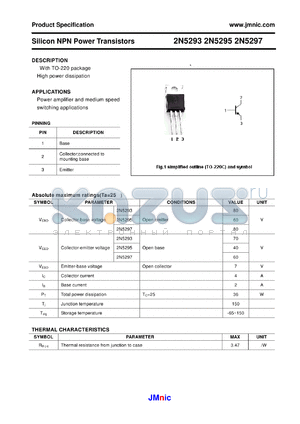 2N5295 datasheet - Silicon NPN Power Transistors