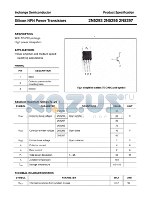 2N5295 datasheet - Silicon NPN Power Transistors