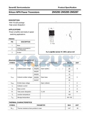 2N5297 datasheet - Silicon NPN Power Transistors