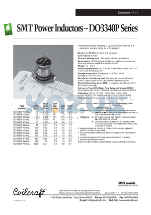 DO3340P-103ML datasheet - SMT Power Inductors