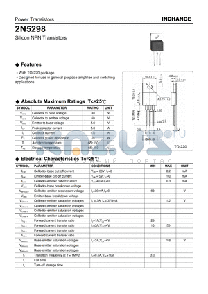 2N5298 datasheet - Silicon NPN Transistor