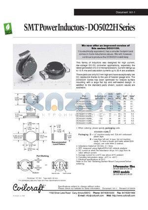 DO5022H datasheet - SMTPowerInductors