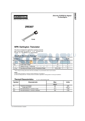 2N5307 datasheet - NPN Darlington Transistor