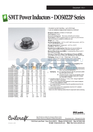 DO5022P-104ML datasheet - SMT Power Inductors