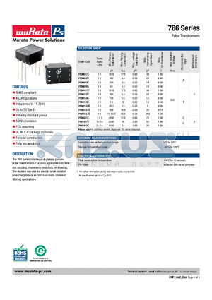 76601/2C datasheet - Pulse Transformers