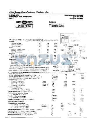 2N5308A datasheet - SILICON TRANSISTORS