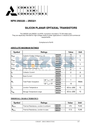 2N5320 datasheet - SILICON PLANAR EPITAXIAL TRANSISTORS