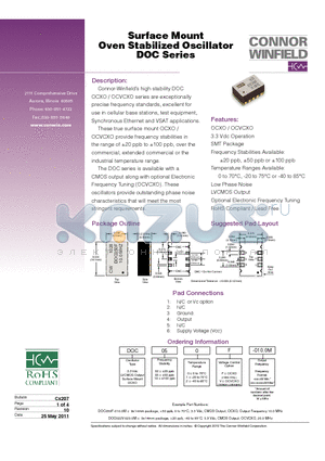 DOC datasheet - Surface Mount Oven Stabilized Oscillator DOC Series