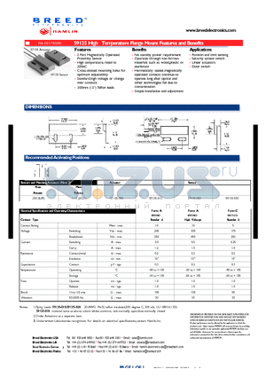 59135-030 datasheet - High Temperature Flange Mount Features and Benefits